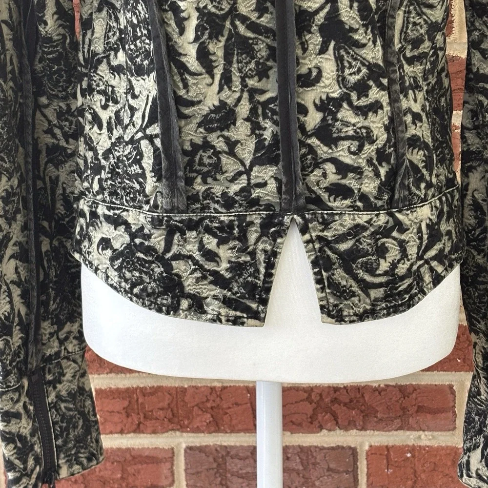 Free People Black Floral Jacquard Moto Jacket 4 Fairy Goth Follow the‎ Flock